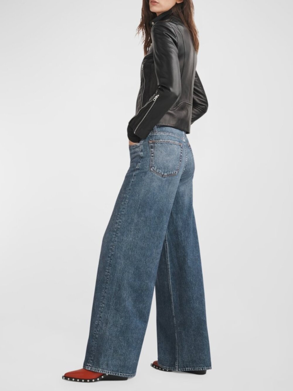 rag & bone Miramar Cotton Terry Sofie Wide Leg Sweatpant Jeans Kimber Wash - Picture 5 of 5